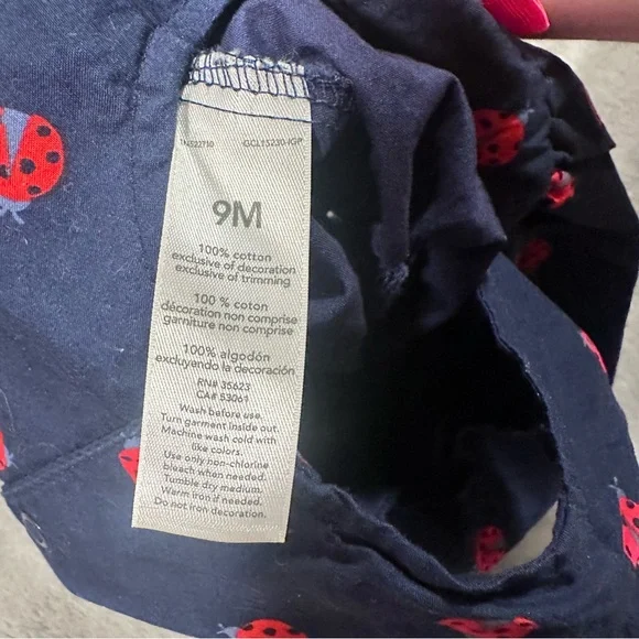 Just One You Carters Baby Girl Ruffled Sleeve Navy Blue Ladybug Dress - 9 Months - Picture 4 of 5